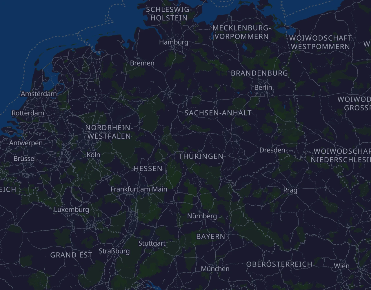 Karte von Deutschland mit Eventregionen