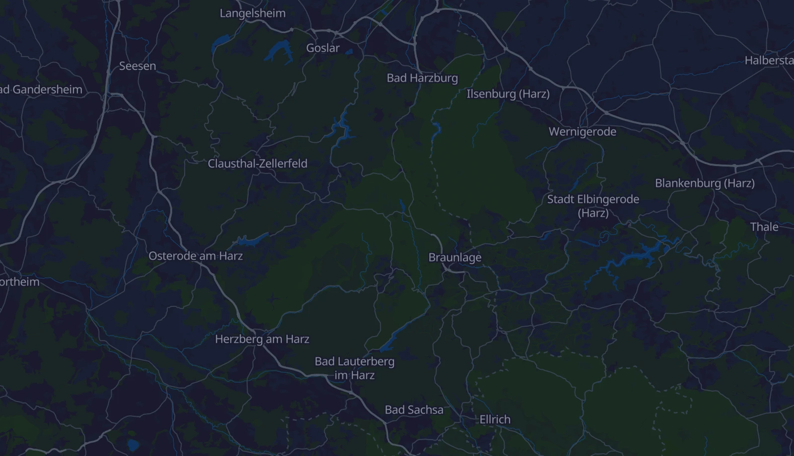 Karte der Region Harz
