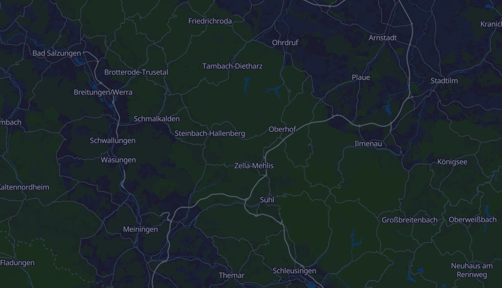 Karte der Region Thüringer Wald