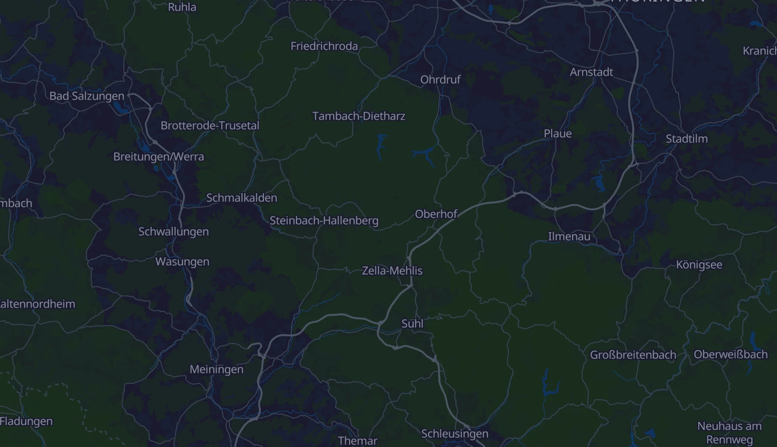 Karte der Region Thüringer Wald