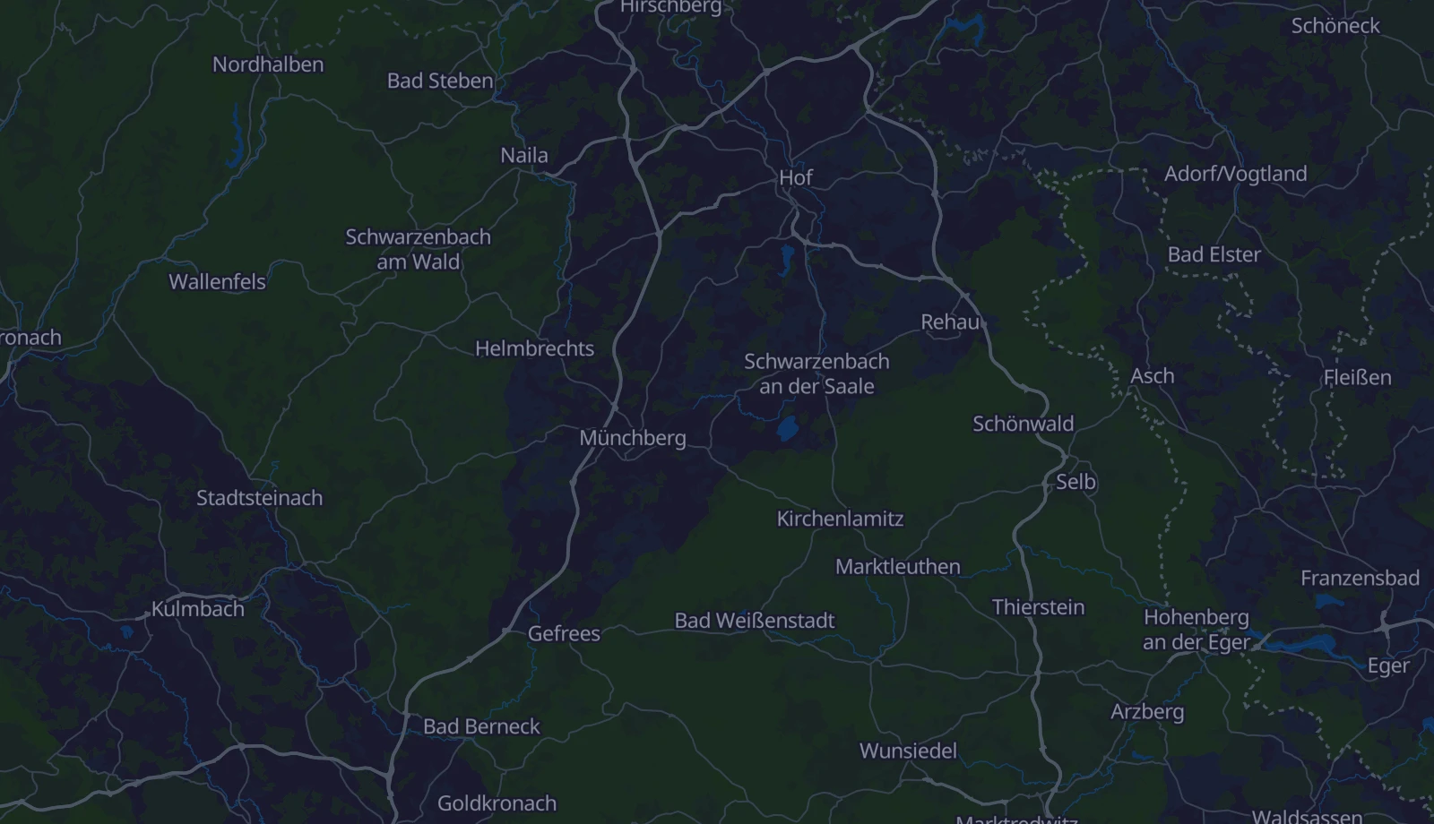 Karte der Region Frankenwald & Fichtelgebirge