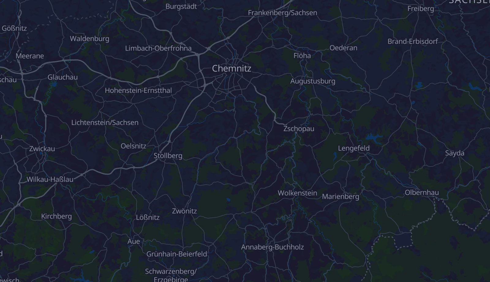 Karte der Region Erzgebirge
