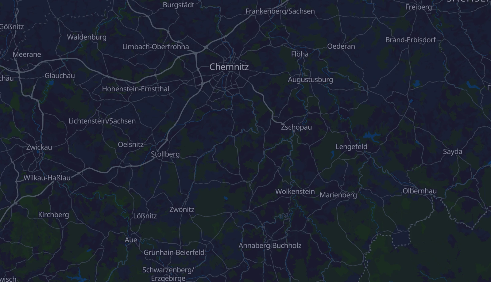Karte der Region Erzgebirge
