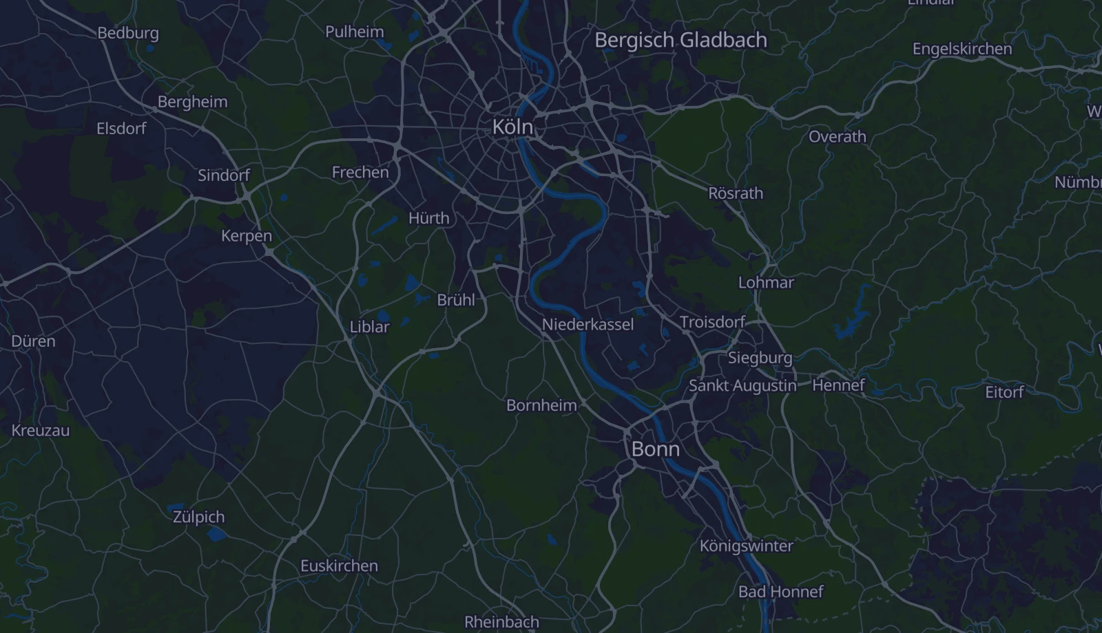 Karte der Region Rheinland