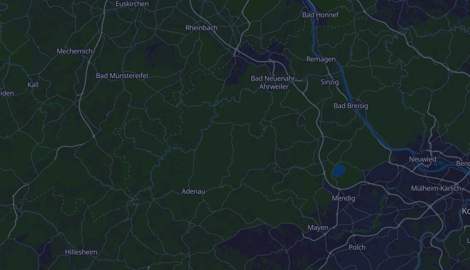 Karte der Region Ahrtal