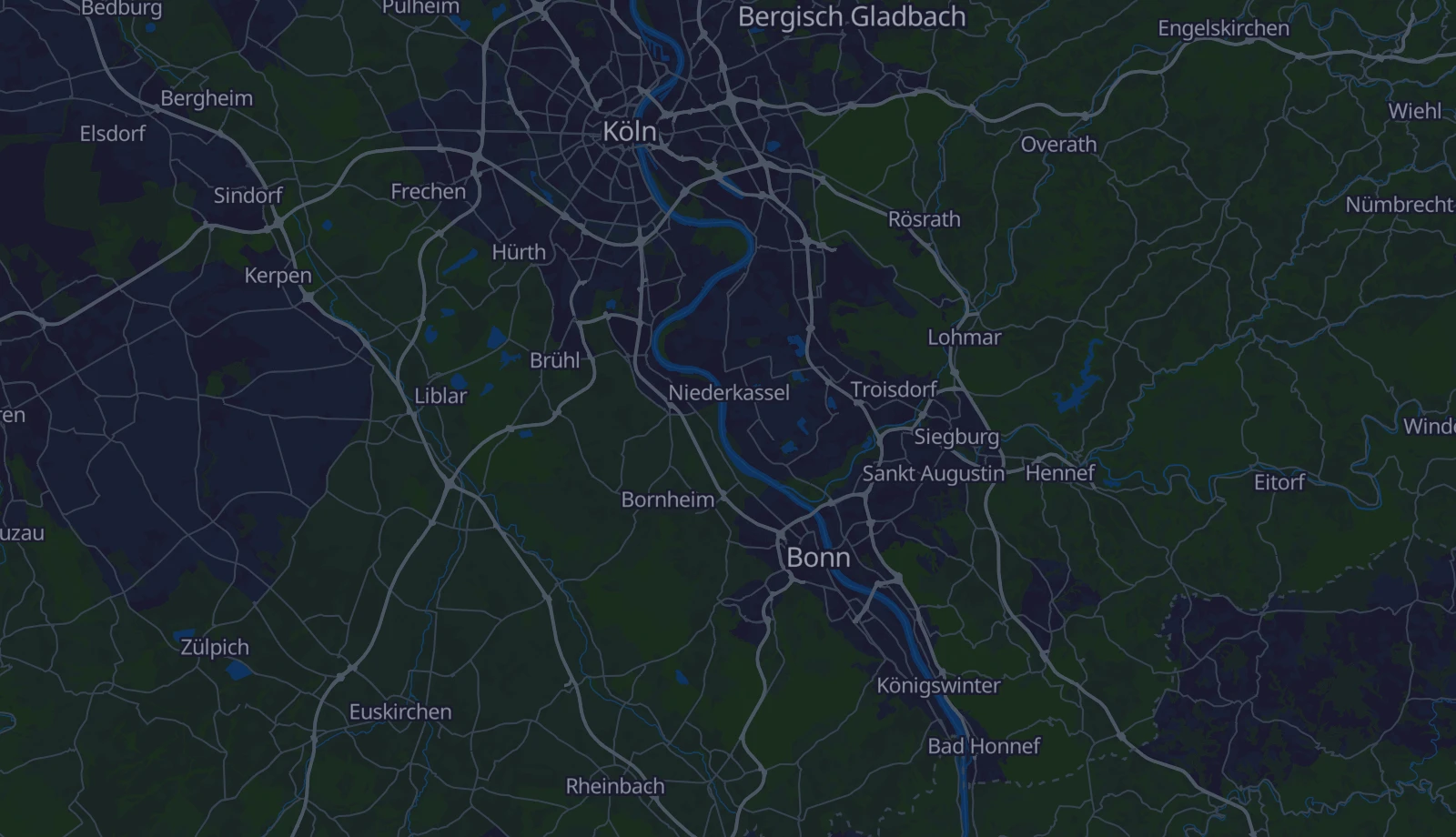 Karte der Region Rheinland