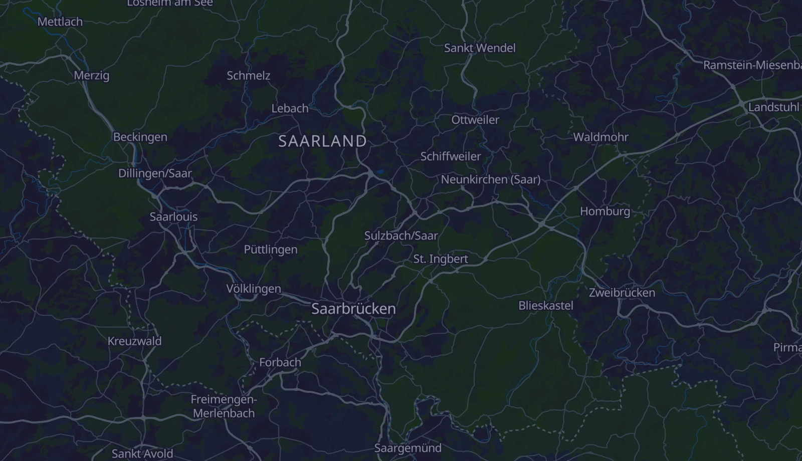 Karte der Region Saarland & Bliesgau