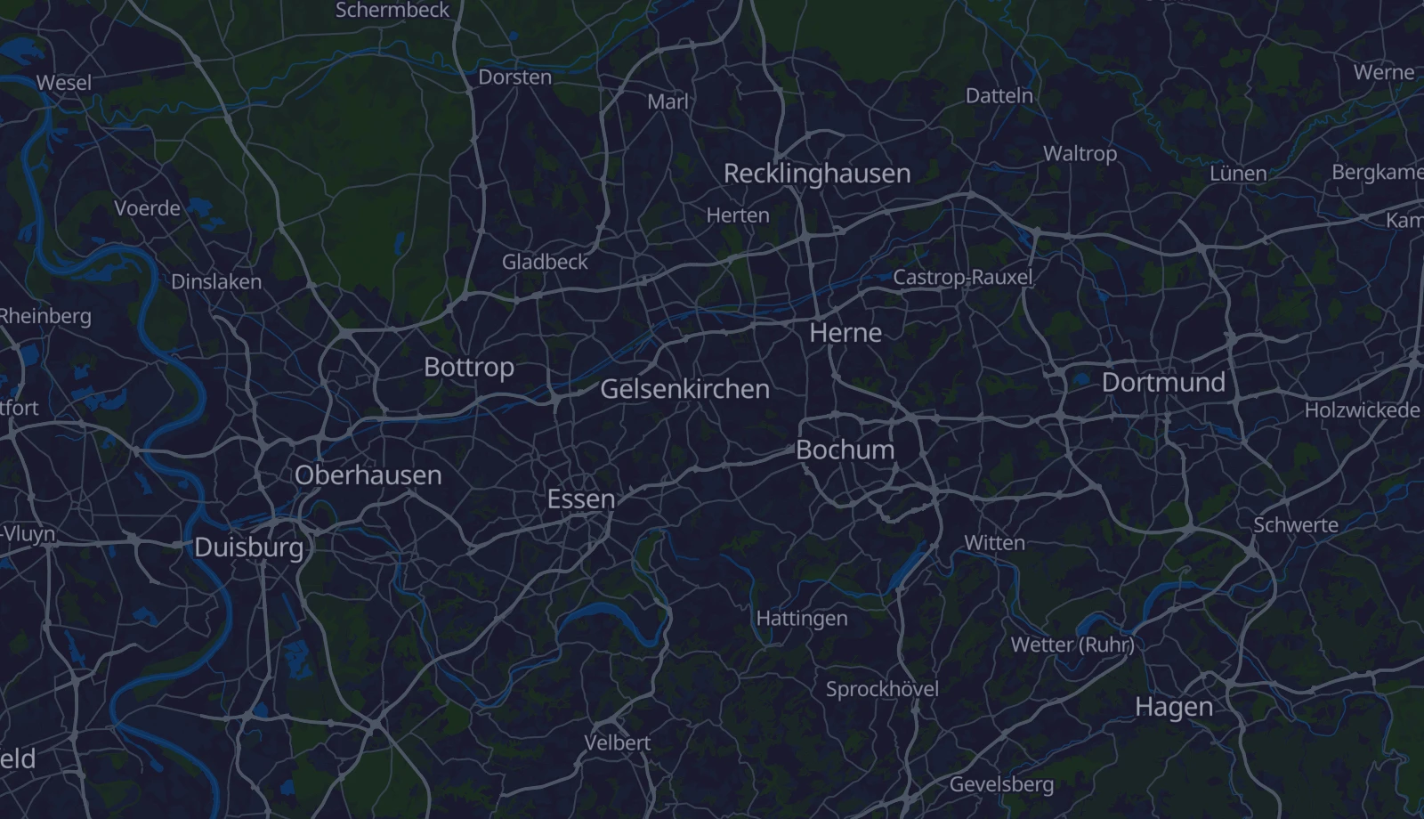 Karte der Region Ruhrgebiet