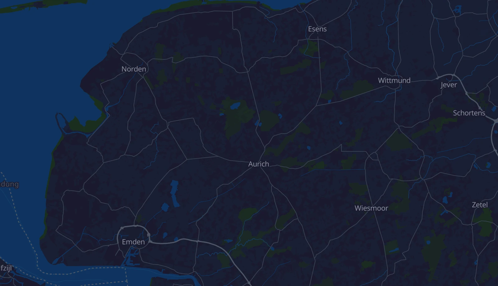 Karte der Region Ostfriesland