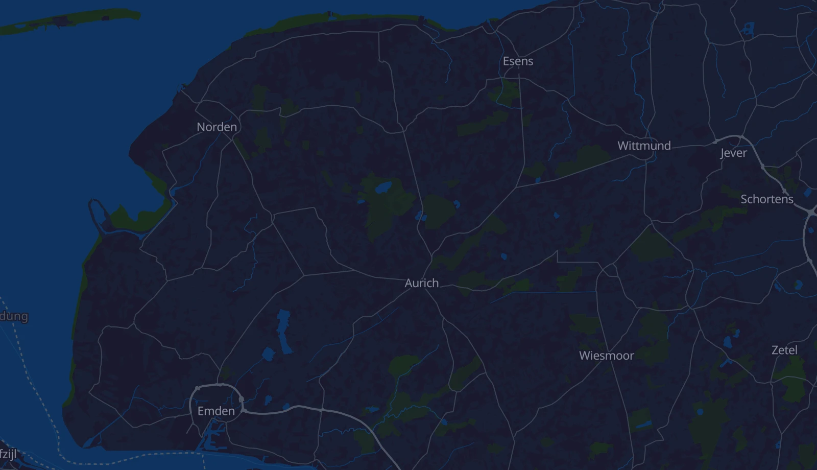 Karte der Region Ostfriesland