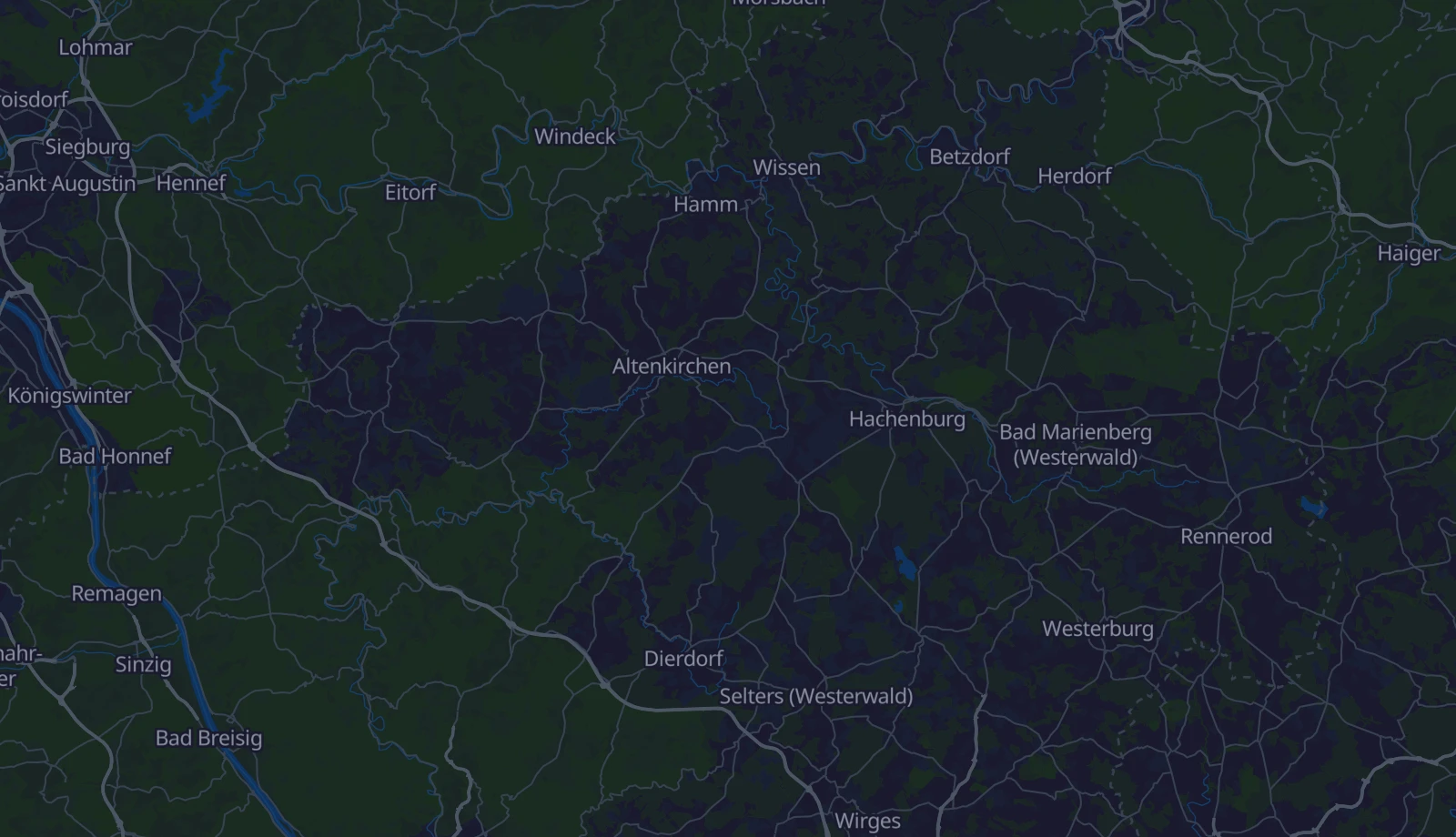 Karte der Region Westerwald