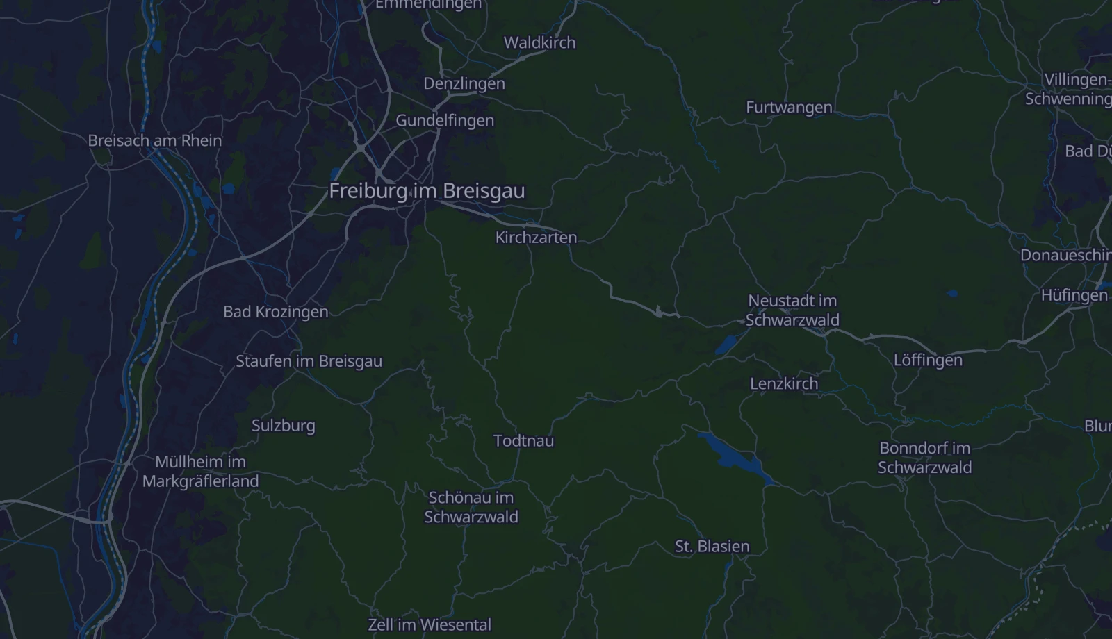 Karte der Region Südlicher Schwarzwald