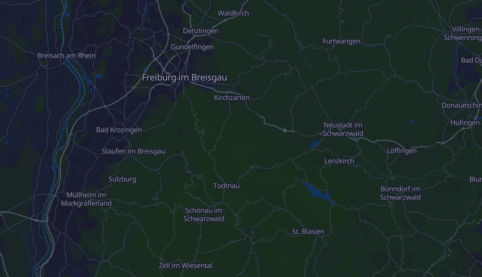 Karte der Region Südlicher Schwarzwald