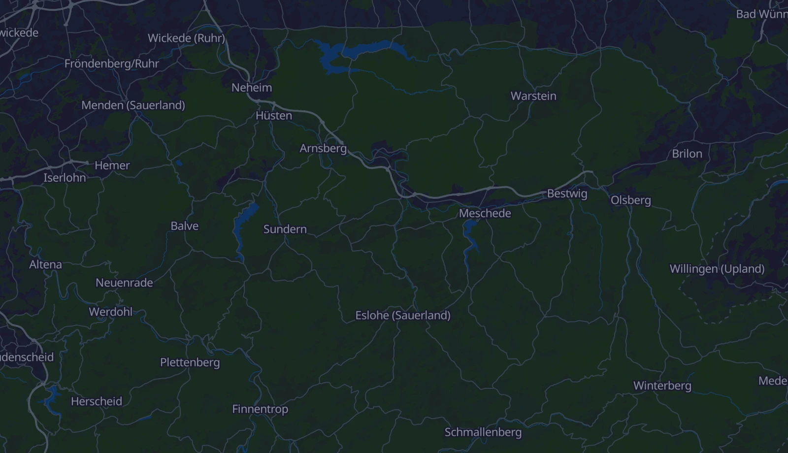 Karte der Region Sauerland