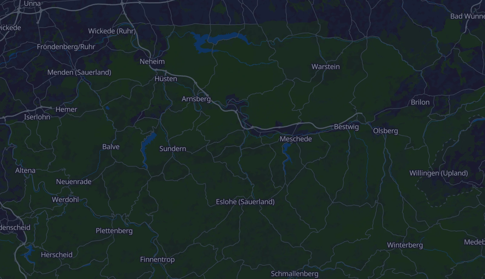 Karte der Region Sauerland
