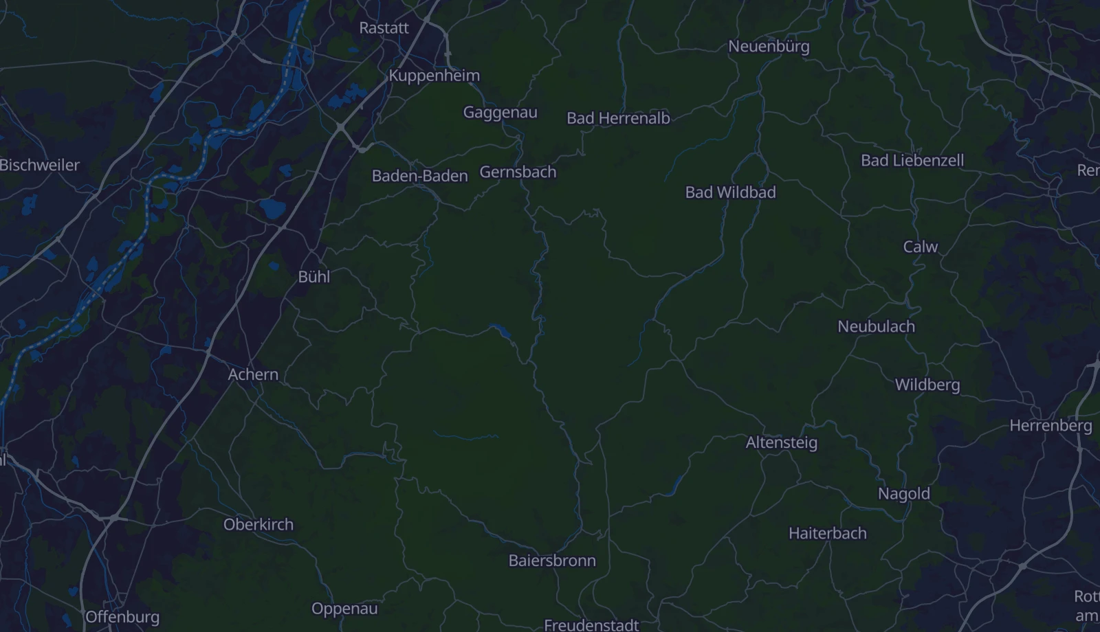 Karte der Region Nördlicher Schwarzwald
