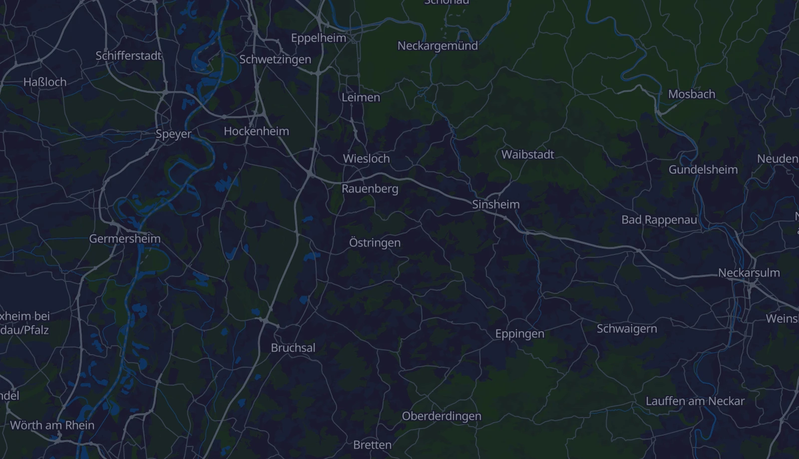 Karte der Region Kraichgau & Kurpfalz