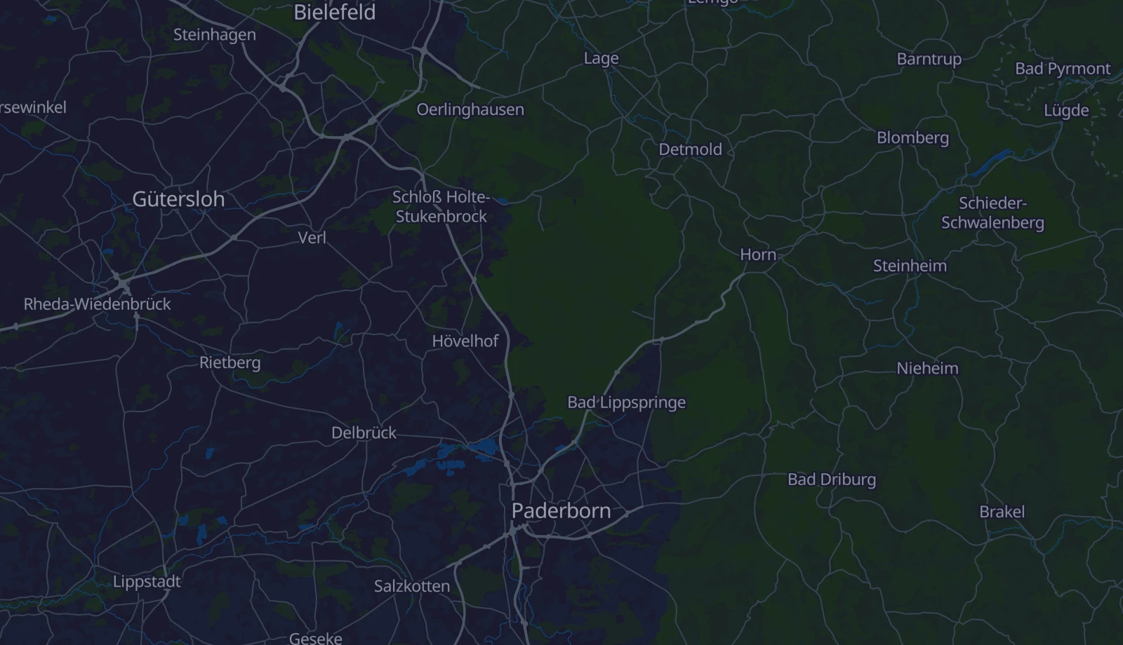 Karte der Region Ostwestfalen-Lippe