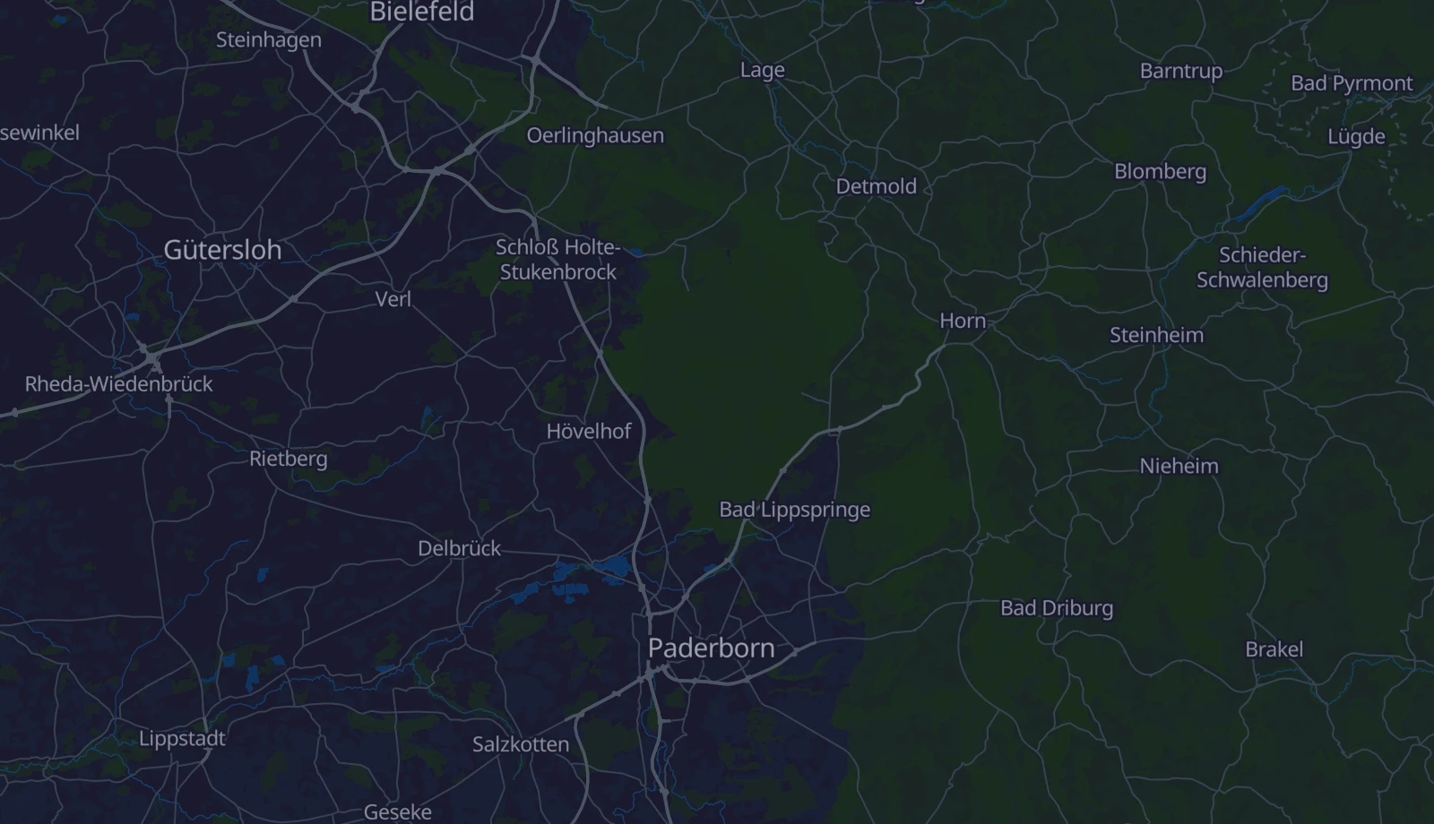 Karte der Region Ostwestfalen-Lippe