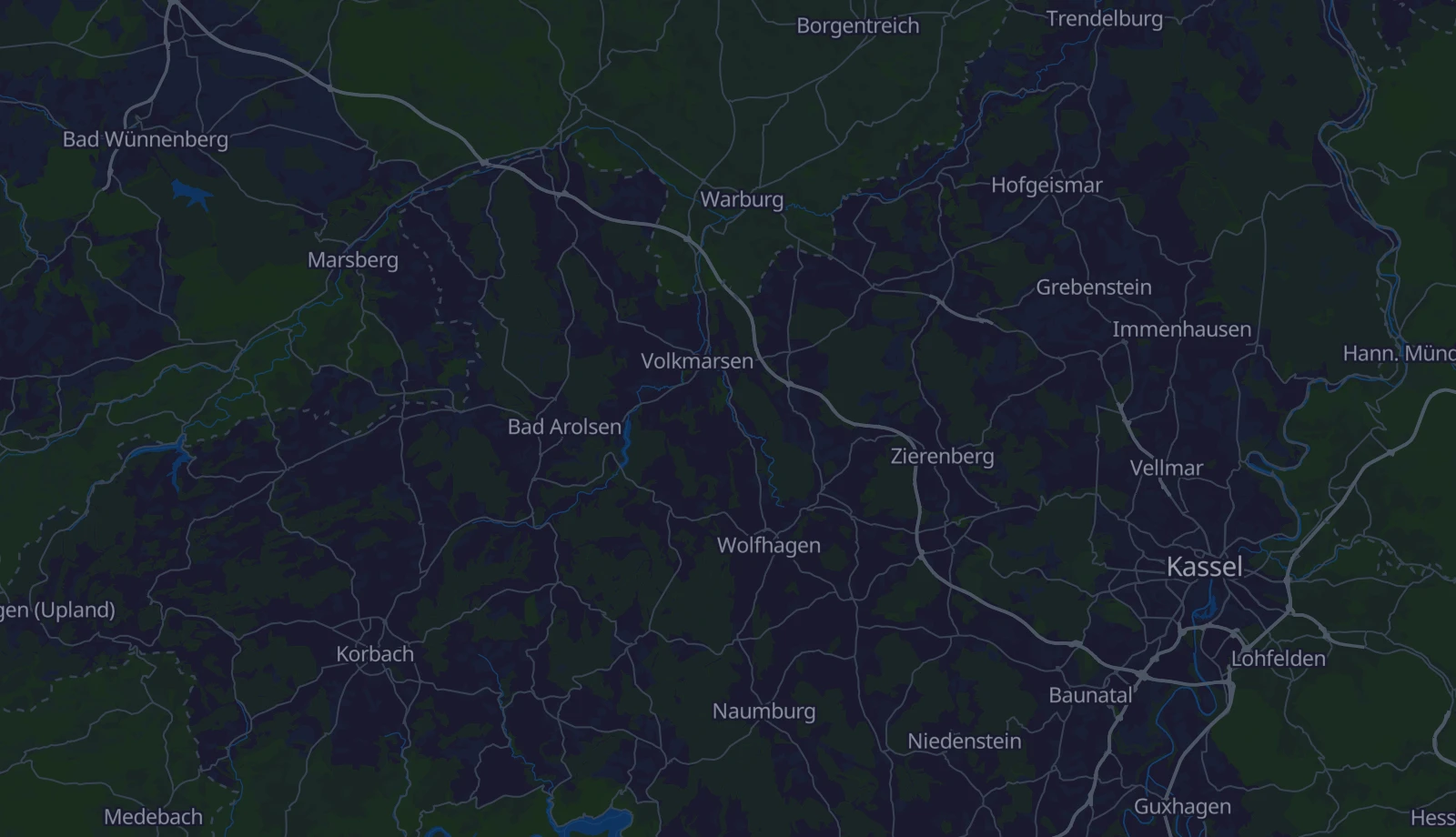 Karte der Region Nordhessen & Waldeck
