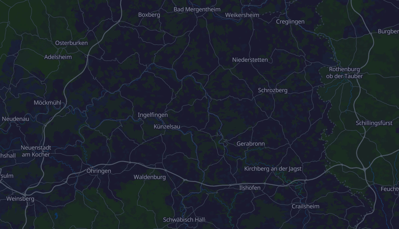 Karte der Region Hohenlohe & Taubertal